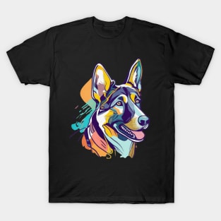 Modern Abstract German Shepherd dog line art Elegant Dog Lover Design T-Shirt